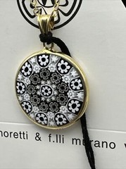 Murano 25mm Millefiori Pendant Gold Plated Silver Italian Art (MI 31)