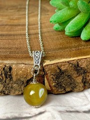 Crystal Ball Pendant Necklace: Chrysocolla Sphere