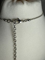 Sea Glass Grey Necklace Silver Plated Ball Chain 18” W/Extender Antiqued Bead