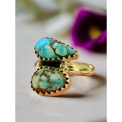Golden Hills Turquoise | Two Stone Ring | Size Adjustable 5-10