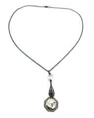 Antiqued Brass Crystal Steampunk Vintage Winton 17 Jewel Watch Necklace