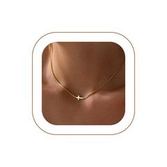 Rotnso Cross Necklace for Women 14K Gold Plated Dainty Small Small,