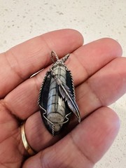 Vintage Sterling Silver 925 Orthoceras Fossil Conical Shell Pendant