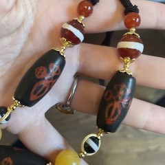 Tibetan Agate Dzi bead necklace 已開光火供降魔杵天珠