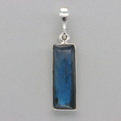 925 Sterling Silver Rectangle / Square Labradorite Pendant – Natrual Gemstone