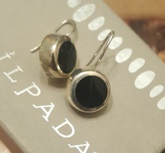 VERY RARE! SILPADA CHUNKY BLACK ONYX INLAY EARRINGS, WIRES. HARD TO FIND! W0303