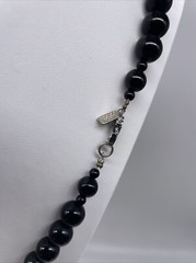 Karla Jordan Necklace Black Beaded Mother Of Pearl Floral Flower Design 28”