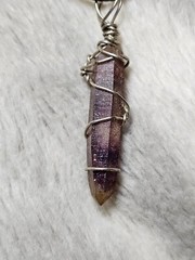 Unique Wire Wrapped Sparkly Ametrine Point Necklace on Adjustable Necklace