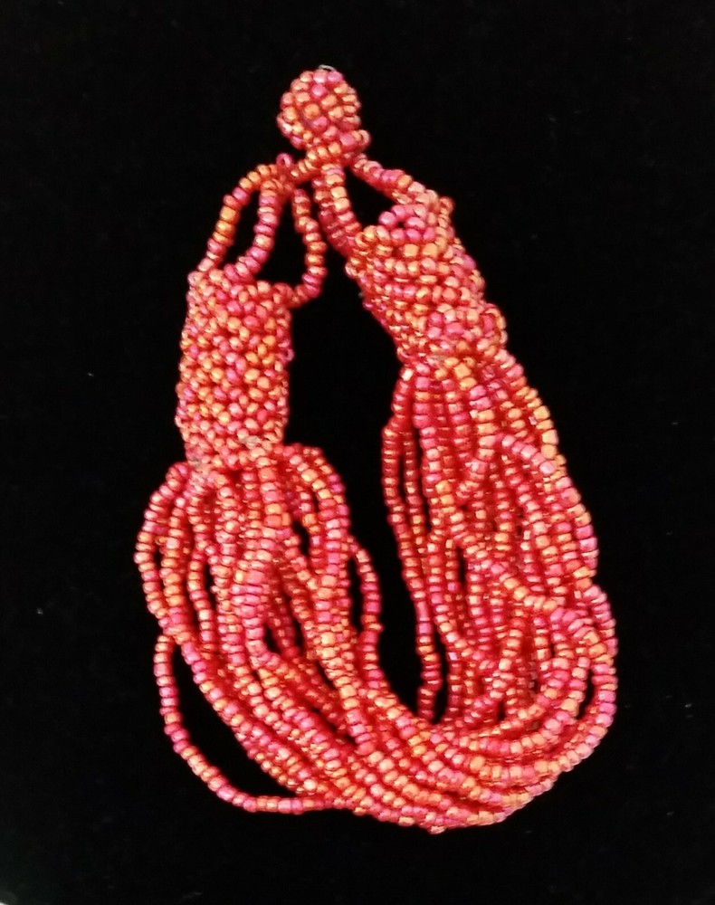 Handmade Bracelet GLASS BEADS IRIDESCENT RED Tone Bohemian 20 Strands 7 inch