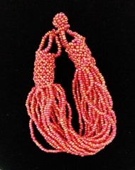Handmade Bracelet GLASS BEADS IRIDESCENT RED Tone Bohemian 20 Strands 7 inch