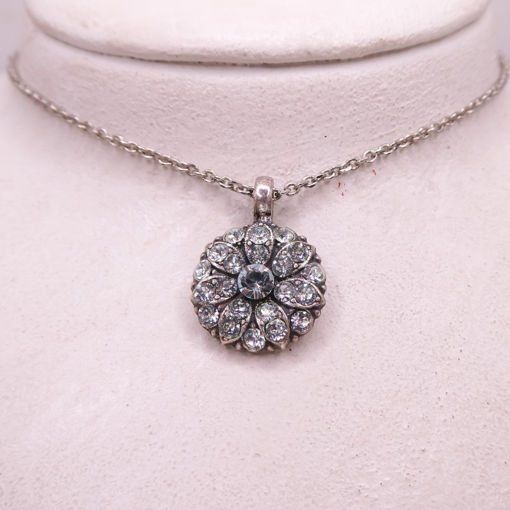 Mariana Rhinestone Guardian Angel Adjustable 19″ Rhinestone Flower Necklace