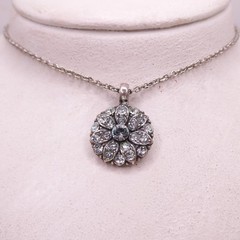 Mariana Rhinestone Guardian Angel Adjustable 19″ Rhinestone Flower Necklace