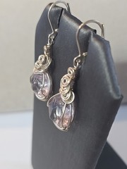 Amethyst Sterling Silver Dangle Earrings Handmade Nature-Inspired 925 Jewelry