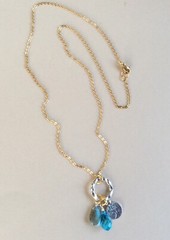 NEW MULTI GEMSTONE GOLD PLATED SILVER CLUSTERED PENDANT SUNDANCE CHARM NECKLACE