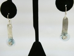Bonny Signed Sterling Silver Blue Glass Accent Hook Earrings 3.9g 1.75 Inch Long