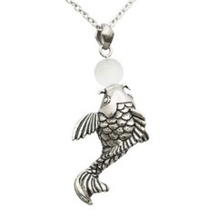 Koi Fish Necklace with Cat Eye Ball By Controse