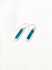 Green Eilat Stone Dangle Earrings 925 Sterling Silver Chrysocolla Vertical