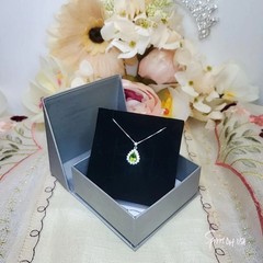 Genuine Teardrop Green Peridot Necklace Diamond Halo Pear Natural 2 CT Green