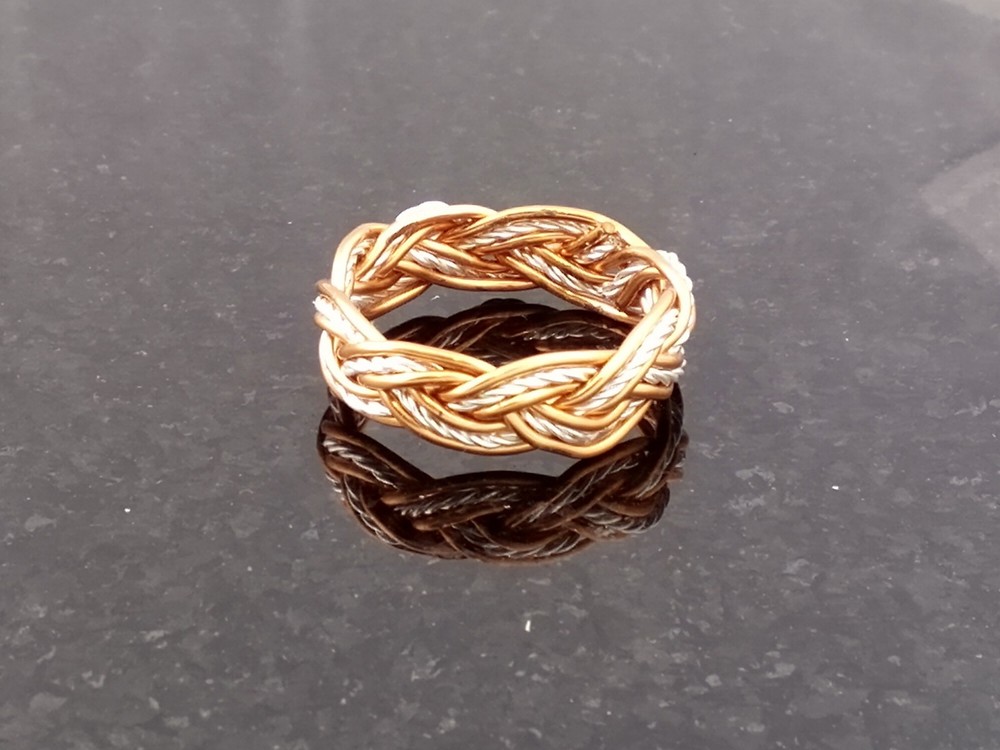 Size 6.5 Copper/Silver-plate Artistic Twist Wire Turks Head Knot Ring Hand Tied
