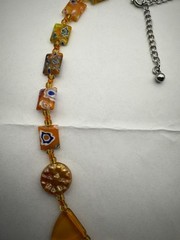 Vintage Orange Marano Glass Necklace 18 to 20” long Handmade Italian Glass J1