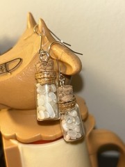 Handmade Crystal Jar Earrings, Silver And Gold