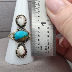 Sonoran Gold Turquoise Wild Horse Ring 3 Stone Sterling Silver SZ 9 Southwestern