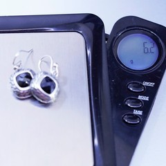 Vintage Sterling 925 silver handmade earrings with hematite and cable around