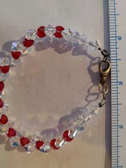Made with Swarovski 6mm Bicone Beads AB Crystal & Lt Siam (Red) Fits7 1/2″ Wrist