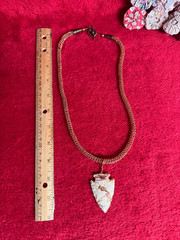 Handmade Viking Knit Copper Necklace with Arrowhead Pendant with 3 Tiny Beads