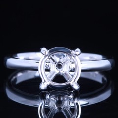 7.5mm Round Cut Wedding Semi Mount Solitare Engagement Ring Solid 10K White Gold