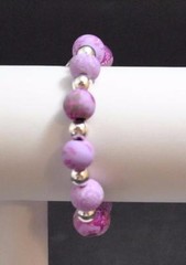 Jilzara Lilac Girls Petite Silverball Polymer Clay Bead Stretch Bracelet Artisan