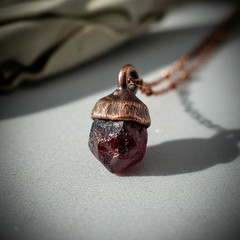 Raw Spessartine Garnet Necklace | Electroformed Copper | Ready to Ship