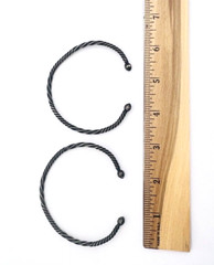 Two Unisex Hand Wrought Oxidized Sterling Silver Twisted Cuff Bracelets 7 in