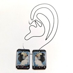 Enameled Copper Charms Pair Vintage Japanese Art (20321)