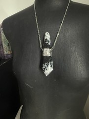 Moonstone black tourmaline crystal necklace pendant talisman statement jewelry