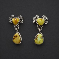 Palomino Turquoise Sterling Silver Dangle Earrings 925 Southwestern Style