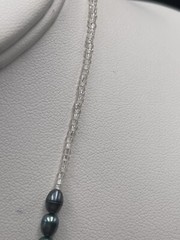 Necklace Artisan Dichroic Art Glass Freshwater Black Pearl Seed Beads 14/20 GF