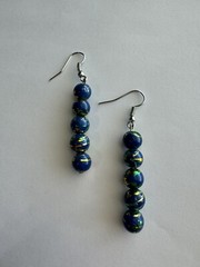 Royal Blue Swirled Glass Beaded Dangle Earrings