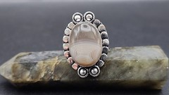 Beautiful Agate Ring In Sterling Silver Jewelry Size 6.5 Handmade