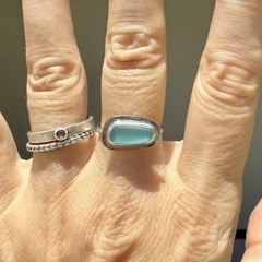 Aqua Teal Genuine Caribbean Sea Glass Sterling Silver Ring Size 8