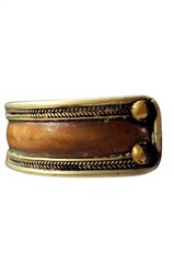Rare Artisan Vintage Bracelet Copper Yin Yang Stone Open Cuff Handmade Spiritual