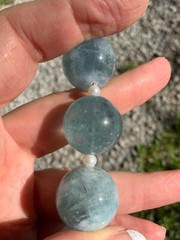 Huge Aquamarine Bead Necklace Artisan Handcrafted