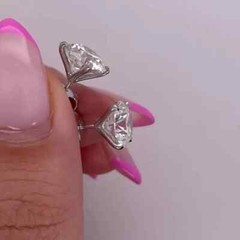 18K Gold plated Certified 5Ct White Diamond Solitaire Studs- Great Luster, VIDEO