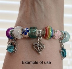 925 sterling Silver Bracelet w 5 FREE charms of your choice.Barrel clasp.8”/19cm