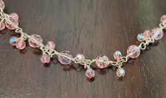Handmade .925 Sterling Silver Wire-Wrapped Pink AB Crystal Bracelet