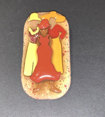 Woman Pins By Lucinda Brooch Three Ladies Women Friends Sisters Wearing Hats
