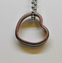 Heart shaped Pendant made from PUERTO RICO US coin ring with 24 in chain