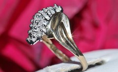 10k yellow gold ring 0.25c natural diamond sz 6.5 vintage handmade 2.65gr Gab183
