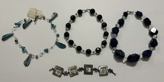 Set of 4 Natural Gem Stone Pearls, Abalone, Quarts, Glass Beads, Agate Jewelry