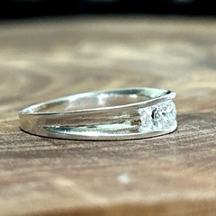 925 Silver and CZ Butterfly Inset Ring SZ 8 Sterling Cubic Zirconia Diamond